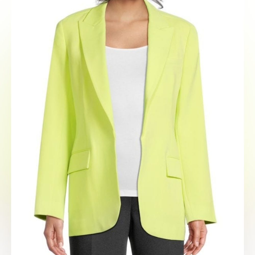 EUC Amazing BBJ Los Angeles Size XL Lime Green Open Front Blazer Jacket!